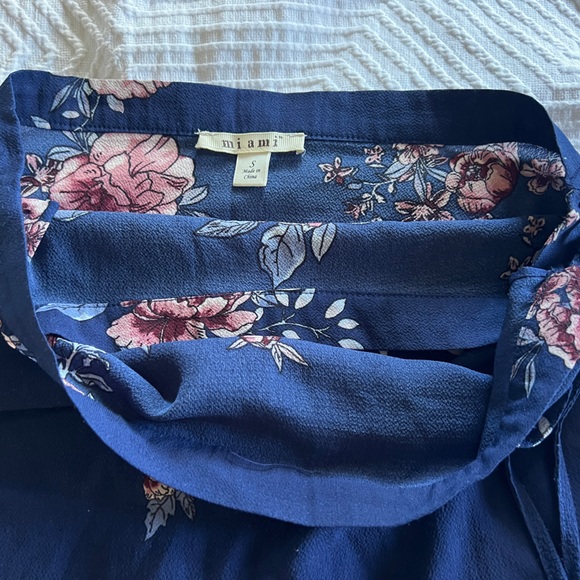 Miami blue floral asymmetric maxi skirt with tie - Picture 2 of 5